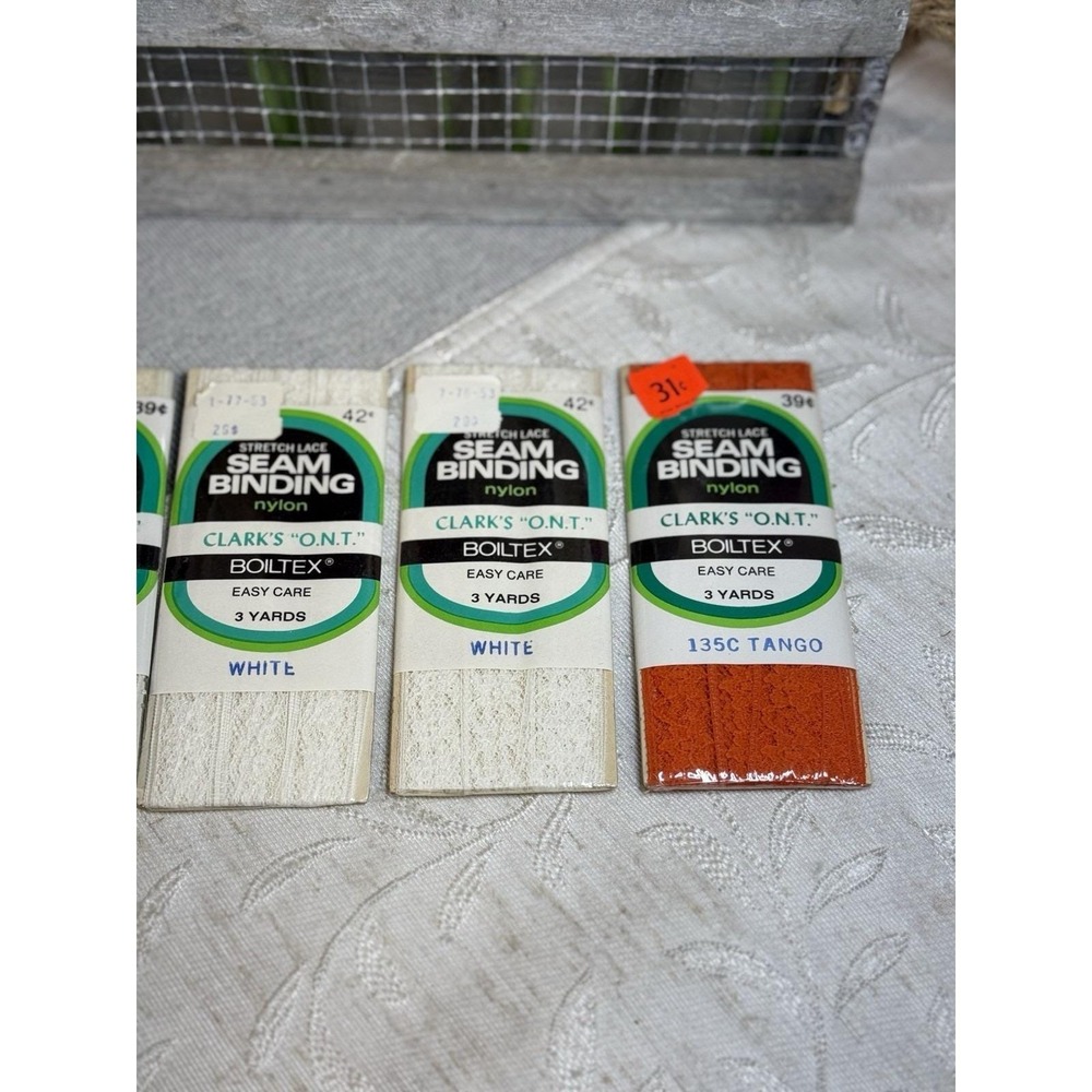 Lot of 7 Vintage Coats & Clark Boiltex Stretch Lace Seam Binding 3yds Art‎ 94 - Picture 2 of 9